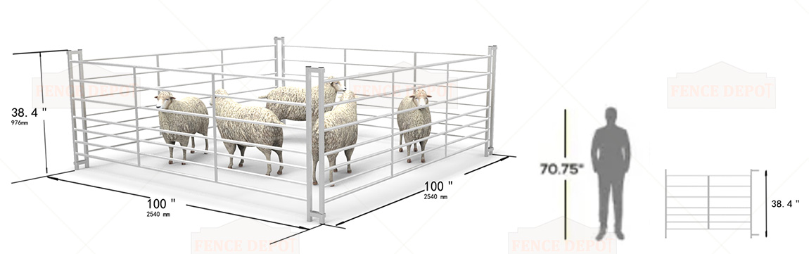 8ft 7 Railed Metal Galvanized Sheep Hurdle Fencing Product Size