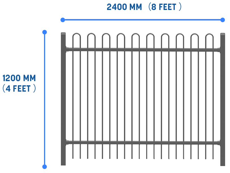 Loop Top Steel Fence Panel Product Size