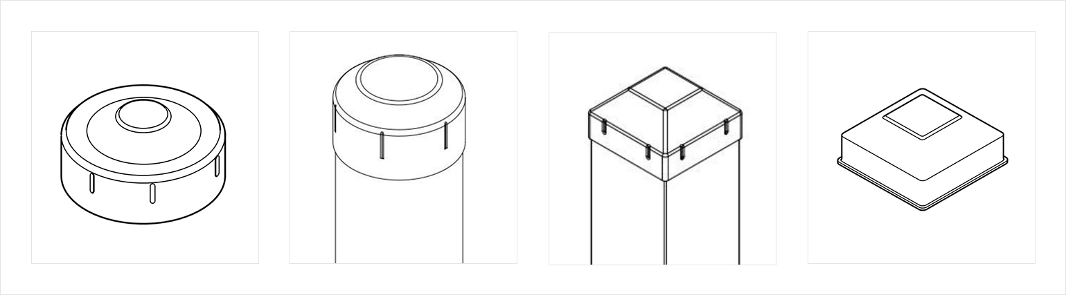 Round And Square Metal Steel Fence Post Caps Drawings