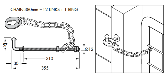 Concrete Post Ring Chain Latch Specification