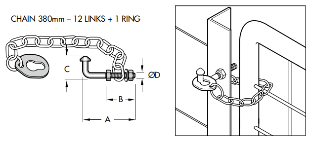 Farm Gate Bolt-On Ring Chain Latch Specification