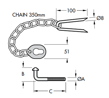 Farm Gate Screw-In Ring Chain Latch Specification